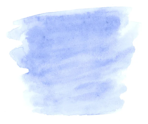 Azul Pastel Aquarela Desenhado Mão Mancha Lavagem Isolada Fundo Branco — Fotografia de Stock