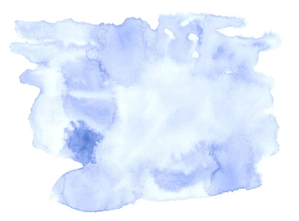 Blauw Pastel Aquarel Handgetekende Geïsoleerd Wassen Vlek Witte Achtergrond Voor — Stockfoto