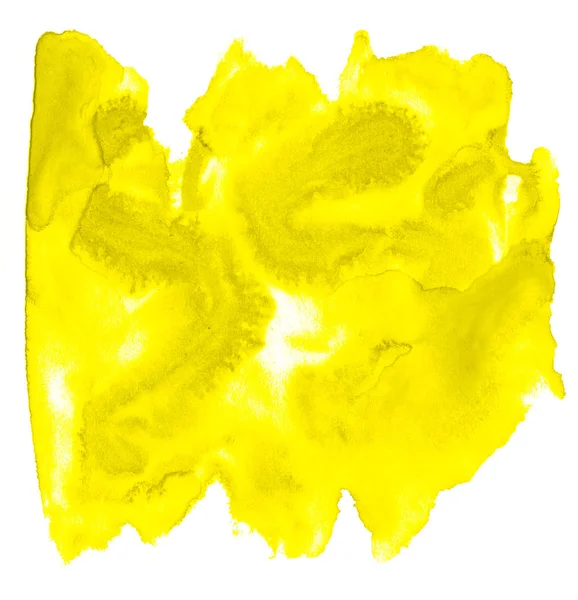 Leuchtend gelbes Aquarell abstrakten Hintergrund, Fleck, Spritzer von pa — Stockfoto