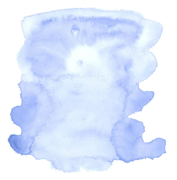 Blauw Pastel Aquarel Handgetekende Geïsoleerd Wassen Vlek Witte Achtergrond Voor — Stockfoto