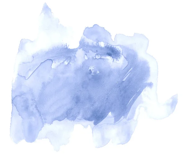 Blauw Pastel Aquarel Handgetekende Geïsoleerd Wassen Vlek Witte Achtergrond Voor — Stockfoto