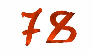 Sayı 78, boyalı suluboya fırça ile. Vintage işaret