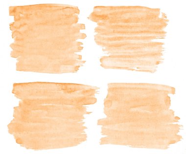 Beyaz arka plan metin, tasarım için hafif portakal suluboya çizilmiş izole yıkama leke. Soyut fırça için duvar kağıdı, tarafından yapılan doku etiket.