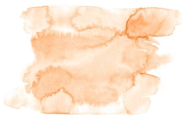 Beyaz arka plan metin, tasarım için hafif portakal suluboya çizilmiş izole yıkama leke. Soyut fırça için duvar kağıdı, tarafından yapılan doku etiket.