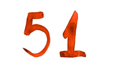 Numara 51, boyalı suluboya fırça ile. Vintage işaret