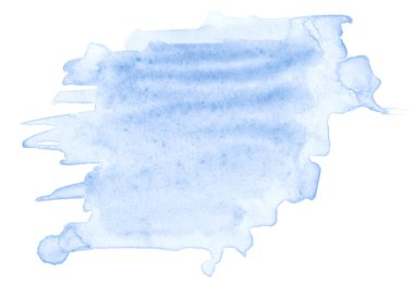 Beyaz backgrou leke mavi suluboya çizilmiş izole yıkama