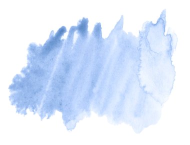 Beyaz backgrou leke mavi suluboya çizilmiş izole yıkama