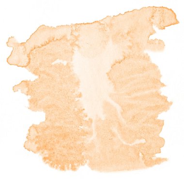 Beyaz arka plan metin, tasarım için hafif portakal suluboya çizilmiş izole yıkama leke. Soyut fırça için duvar kağıdı, tarafından yapılan doku etiket.