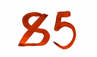 Sayı 85, boyalı suluboya fırça ile. Vintage işaret