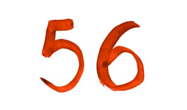 Sayısı 56, boyalı suluboya fırça ile. Vintage işaret
