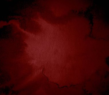 Koyu kırmızı sulu boya arka plan, leke, boya, leke, boşanma sıçrama. Endişe verici, kan kırmızı degrade. Vintage desen tasarım ve dekorasyon için. Metin için ile yer.