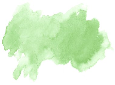 Metin, tasarım için beyaz zemin üzerine yeşil suluboya çizilmiş izole yıkama leke. Soyut fırça için duvar kağıdı, tarafından yapılan doku etiket.