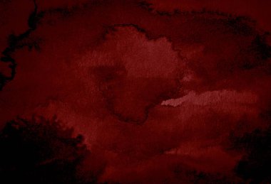 Koyu kırmızı sulu boya arka plan, leke, boya, leke, boşanma sıçrama. Endişe verici, kan kırmızı degrade. Vintage desen tasarım ve dekorasyon için. Metin için ile yer.