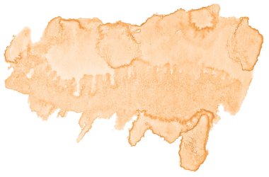 Beyaz arka plan metin, tasarım için hafif portakal suluboya çizilmiş izole yıkama leke. Soyut fırça için duvar kağıdı, tarafından yapılan doku etiket.