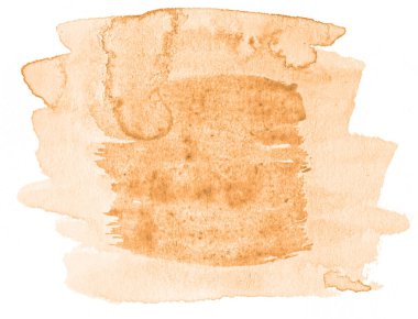 Beyaz arka plan metin, tasarım için hafif portakal suluboya çizilmiş izole yıkama leke. Soyut fırça için duvar kağıdı, tarafından yapılan doku etiket.