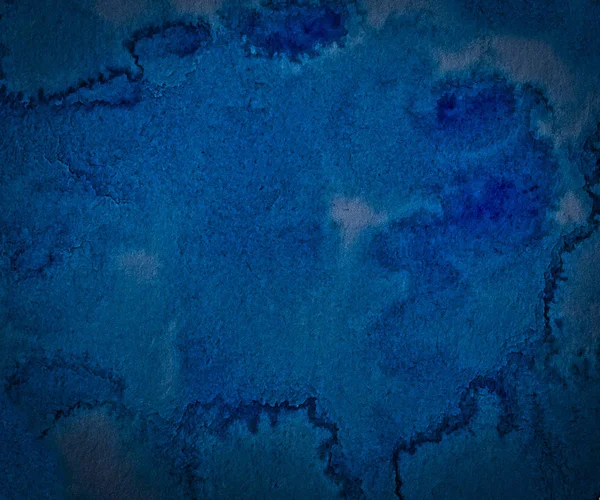 Fundo Abstrato Aquarela Azul Escuro Saturado Mancha Respingo Tinta Mancha — Fotografia de Stock