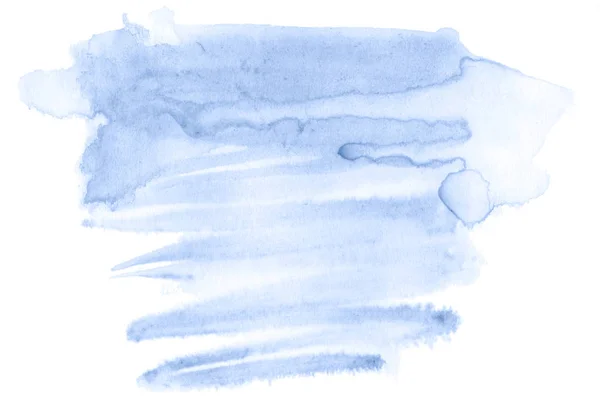 Blue watercolor hand-drawn isolated wash stain on white backgrou — Stock Photo, Image