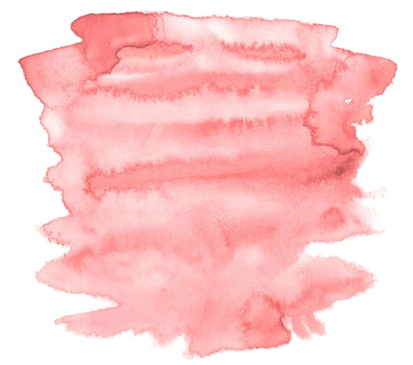 Rouge clair, rose aquarelle dessinée à la main tache de lavage isolé sur whi — Photo