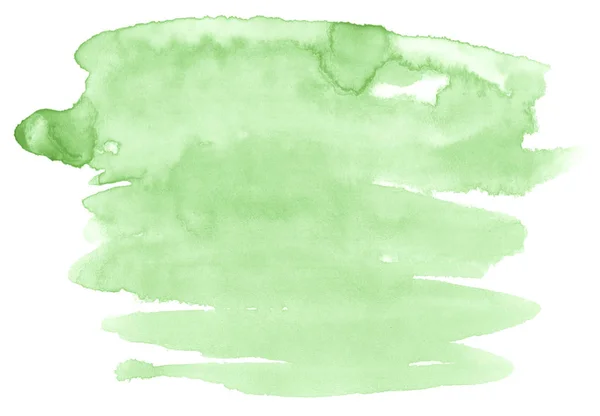 Zöld Akvarell Kézzel Rajzolt Elszigetelt Mosás Folt Fehér Háttér Szöveg — Stock Fotó