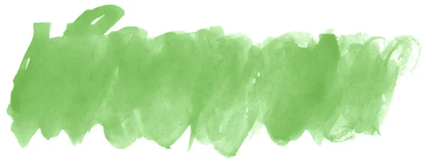 Green Watercolor Hand Drawn Isolated Wash Stain White Background Text — Stock Photo, Image