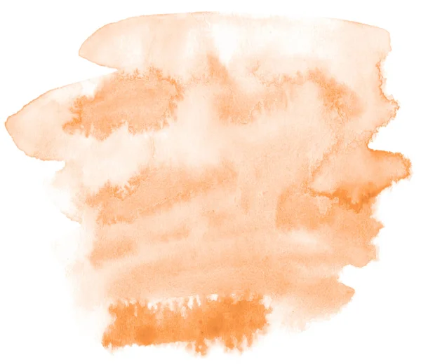 Jasny Pomarańczowy Akwarela Ręcznie Rysowane Białym Tle Plama Mycie Białym — Zdjęcie stockowe