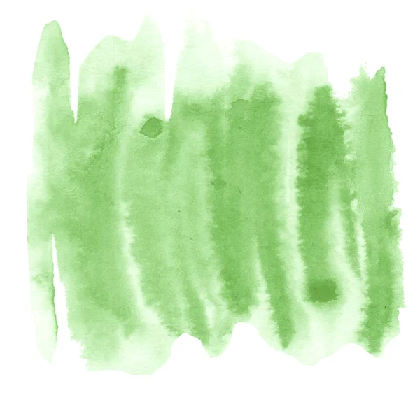 Metin, tasarım için beyaz zemin üzerine yeşil suluboya çizilmiş izole yıkama leke. Soyut fırça için duvar kağıdı, tarafından yapılan doku etiket.