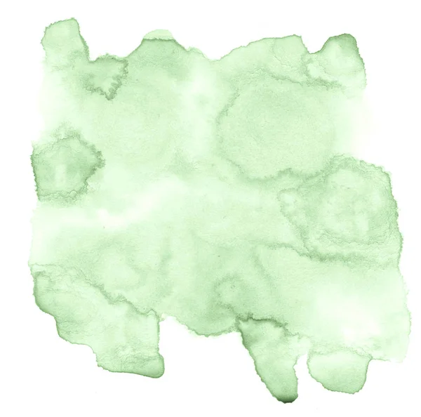 Groen Pastel Aquarel Handgetekende Geïsoleerd Wassen Vlek Witte Achtergrond Voor — Stockfoto