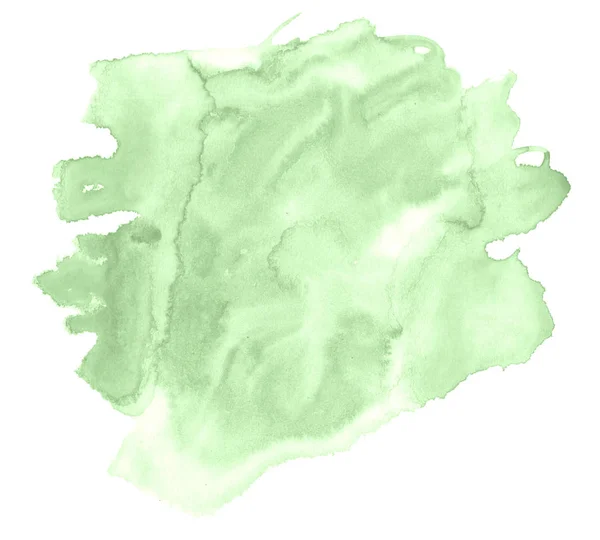 Groen Pastel Aquarel Handgetekende Geïsoleerd Wassen Vlek Witte Achtergrond Voor — Stockfoto