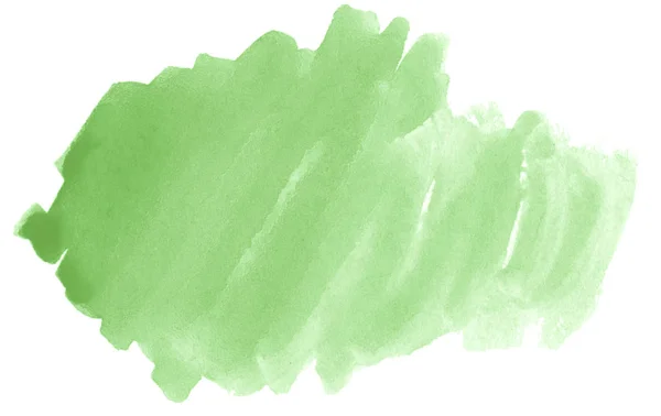 Зелений Акварельний Мальований Ручний Ізольований Пляма Миття Білому Тлі Тексту — стокове фото