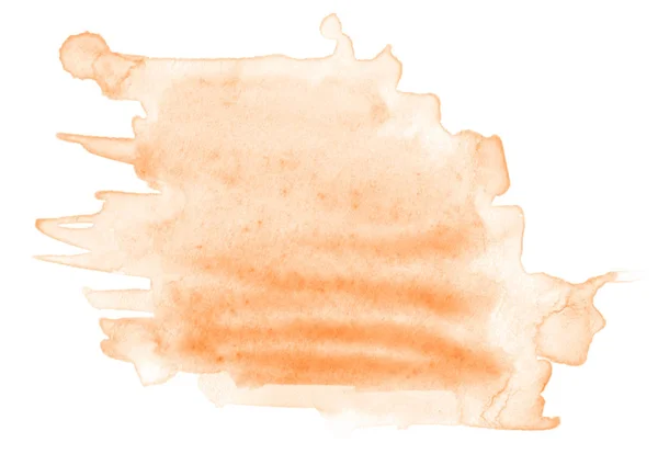 Jasny Pomarańczowy Akwarela Ręcznie Rysowane Białym Tle Plama Mycie Białym — Zdjęcie stockowe