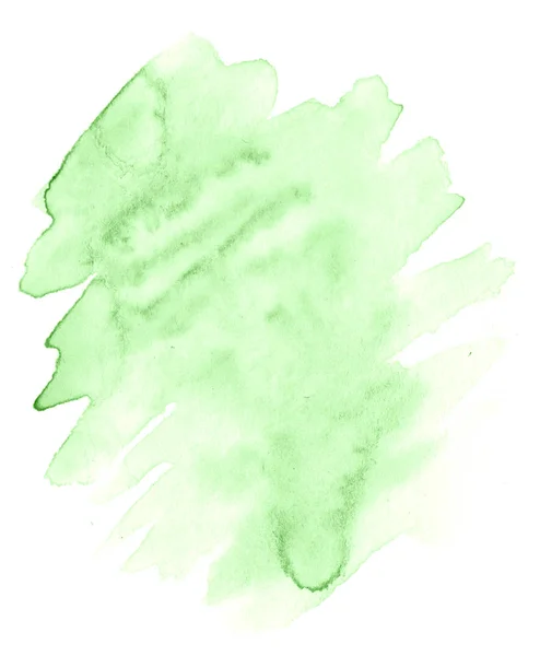 Green Pastel Watercolor Hand Drawn Isolated Wash Stain White Background — Stock Photo, Image