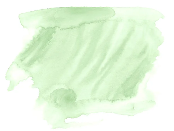 Verde Pastel Aquarela Desenhado Mão Mancha Lavagem Isolada Fundo Branco — Fotografia de Stock