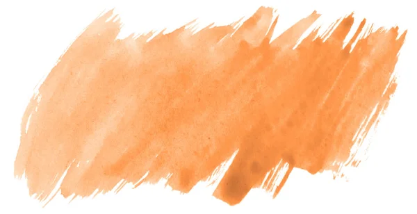 浅橙色水彩手绘隔离洗污渍白色背景文本 标签用画笔制作的抽象纹理 — 图库照片