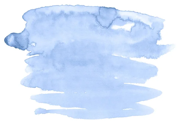Blauwe aquarel handgetekende geïsoleerde wassen vlek op witte CHTERGRO — Stockfoto