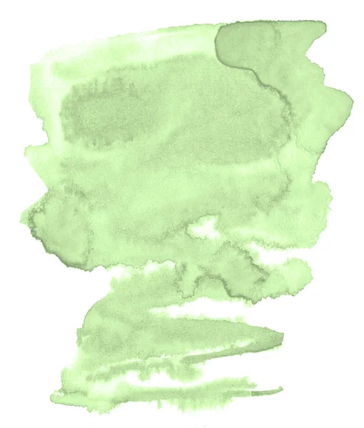 Groen Pastel Aquarel Handgetekende Geïsoleerd Wassen Vlek Witte Achtergrond Voor — Stockfoto