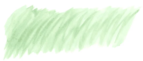 Green Pastel Watercolor Hand Drawn Isolated Wash Stain White Background — Stock Photo, Image