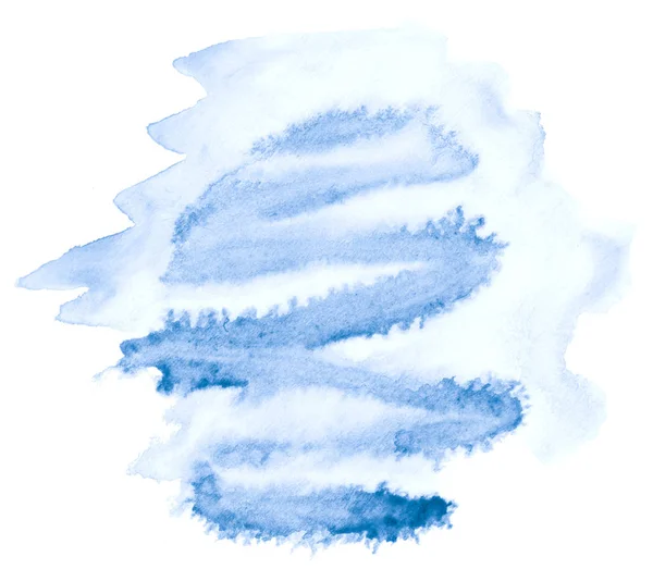 Beyaz backgrou leke mavi suluboya çizilmiş izole yıkama — Stok fotoğraf