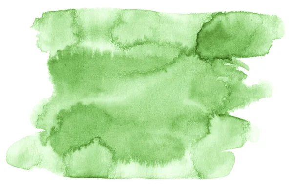 Πράσινη Ακουαρέλα Χέρι Απομονωμένες Πλύση Λεκές Λευκό Φόντο Για Κείμενο — Φωτογραφία Αρχείου