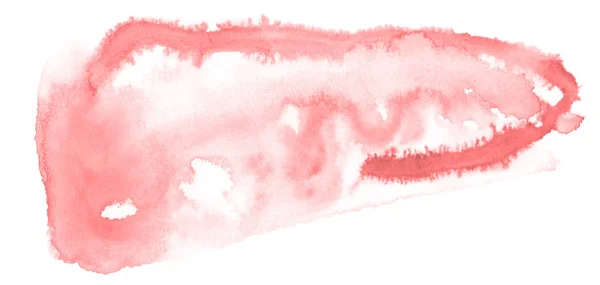浅红色 粉红色的水彩手绘隔离洗污渍白色背景的文字 由横幅 标签的画笔制作的抽象纹理 — 图库照片