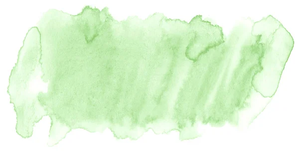 Mancha Lavagem Isolada Desenhada Mão Aquarela Verde Fundo Branco Para — Fotografia de Stock