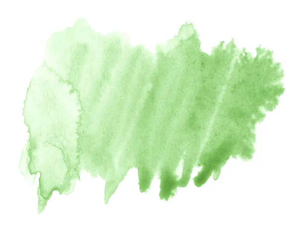 Aquarelle Verte Dessinée Main Tache Lavage Isolé Sur Fond Blanc — Photo