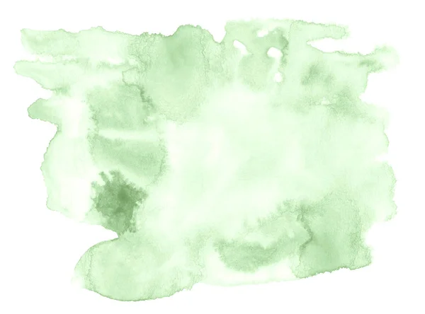 Zöld Pasztell Akvarell Kézzel Rajzolt Elszigetelt Mosás Folt Fehér Háttér — Stock Fotó
