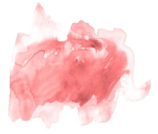 Rojo Claro Rosa Acuarela Dibujado Mano Mancha Lavado Aislado Sobre — Foto de Stock