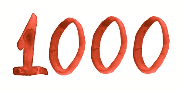 O número 1000, pintado com um pincel em aquarela. Vindima — Fotografia de Stock