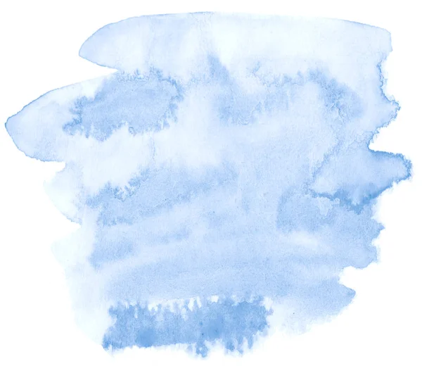 Niebieski akwarela ręcznie rysowane na białym tle umyć plama na biały backgrou — Zdjęcie stockowe