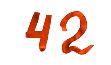 Sayı 42, boyalı suluboya fırça ile. Vintage işaret