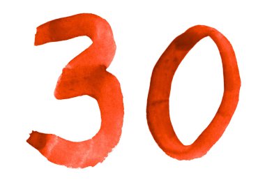 Numarası 30, boyalı suluboya fırça ile. Vintage işaret