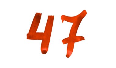 Sayı 47, boyalı suluboya fırça ile. Vintage işaret