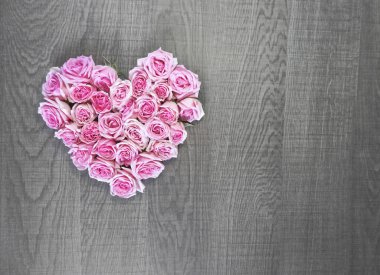 Pembe güller Vintage kare çerçeve koyu ahşap arka plan