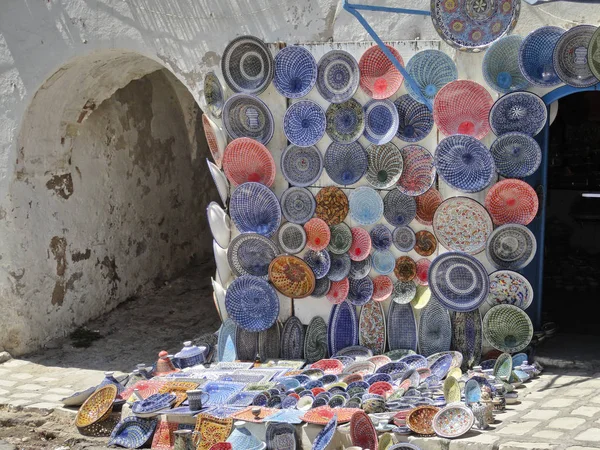 Sidi Bou Said Tunus Temmuz 2014 Tunus Piyasada Renkli Boyalı — Stok fotoğraf